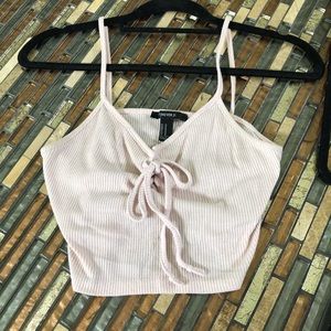 Pink lace up tank top crop top
